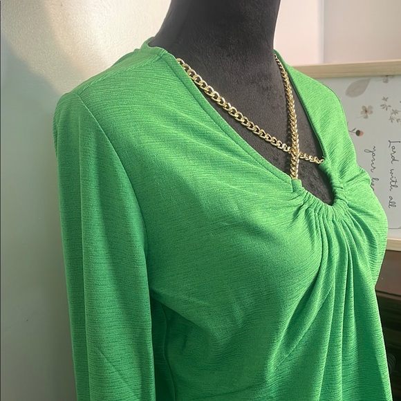 MICHAEL Michael Kors Green Ruched Long Sleeve Blouse - Picture 6 of 8